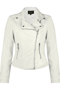 White PVC Zipped Pockets Biker Jacket 
