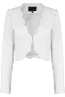 White Scallop Edge Cropped Blazer 