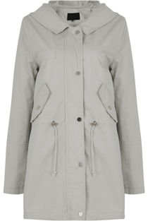 Grey Cotton Hooded Field Coat