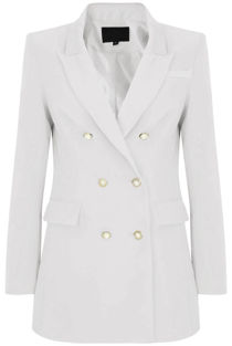 White Double Breast Longline Blazer