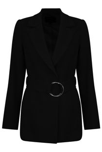 Black Tailored Belted Longline Coat