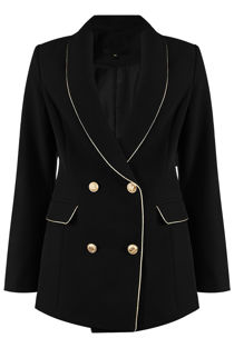 Black Golden Piping Double Breast Blazer