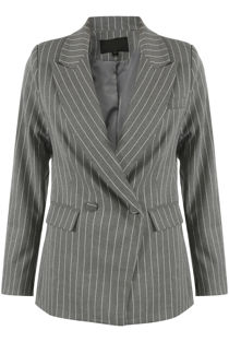 Grey Stripes Double Breast Blazer