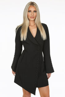 Black Asymmetric Blazer Dress