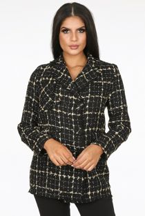 Black Tweed Double Breasted Blazer