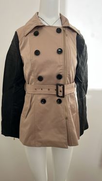 Taupe PVC Arms Cross Zipped Trench Coat