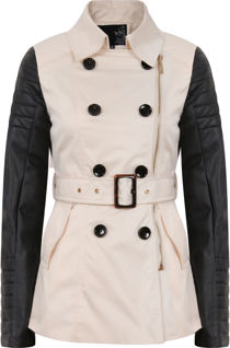 Cream PVC Arms Cross Zipped Trench Coat