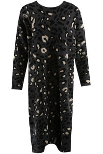 Grey Leopard Pattern Jumper Dress 