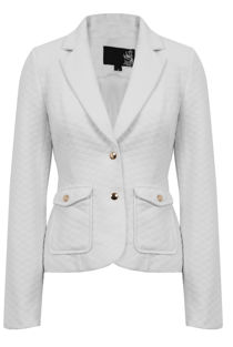 Cream Textured Double Pocketed Blazer