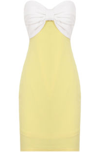 Black & Yellow Front Bow Trimming Bandeau Dress