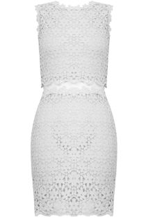 Cream Floral Crochet Mesh Insert Dress