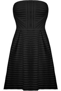 Black Horizontal Cut Out Textured Bandeau Dress