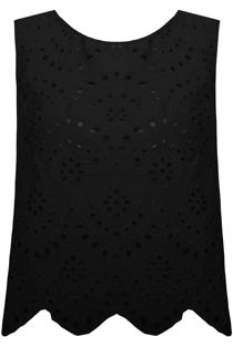 Black Cotton Broderie Tops 