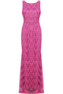 Purple Mesh Glitter Textured Maxi Dress