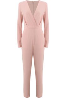 Pink Cross Over Pleated Jumpsuit