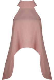 Pink Turtle Neck Asymmetric Tops