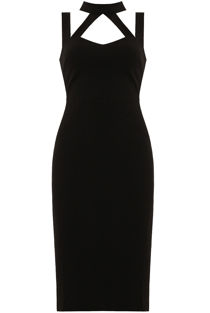 Black Front Cut Out Back Slit Bodycon Dress