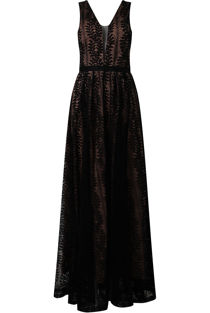 Black Lace Scallop Maxi Dress