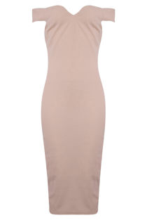 Pink Sweetheart Neckline Midi Dress