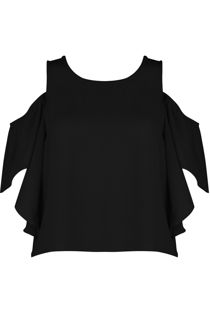 Black Cold Shoulder Crop Top