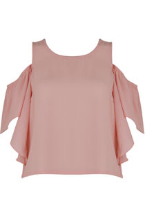 Pink Cold Shoulder Crop Top
