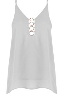 White Ring Plunge Neck Cami