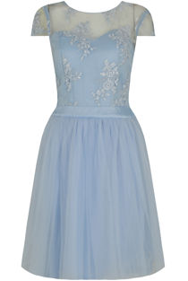 Netted Floral Crochet Open Back Shift Dress