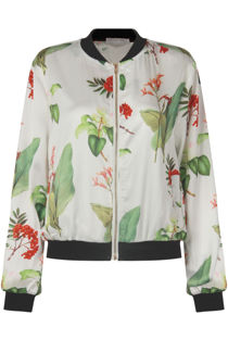 White Flora Printed Bomber Jacket 