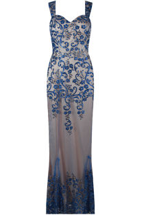 Glitter Embellished Maxi Dress In Blue