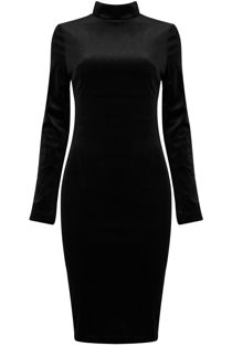 Black Velvet High Neck Bodycon Dress