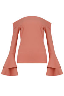 Pink Off the Shoulder Layered Bell Sleeve