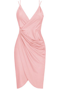 Rose Satin Wrap Bodycon Dress