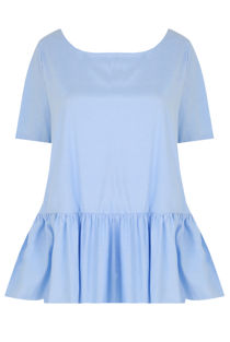 Blue Bow Detail Frilled Top