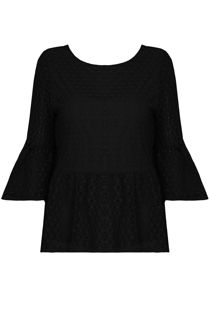 Black Crochet Lined Back Slit Crop Tops
