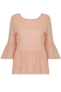 Pink Crochet Lined Back Slit Crop Tops