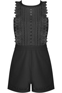 Black Crochet High Neck Playsuit