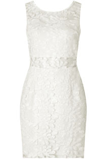 White Flower Crochet Netted Bodycon Dress
