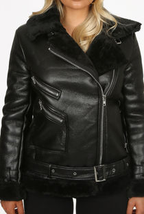 Faux Leather Shearling Coat
