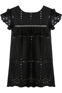 Black Broderie Anglaise Frill Top