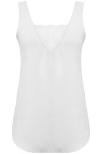 White Lace Insert Chiffon Vest