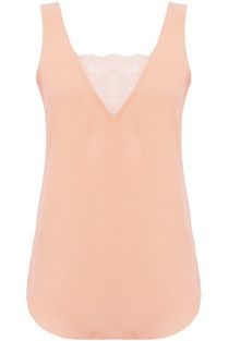 Pink Lace Insert Chiffon Vest