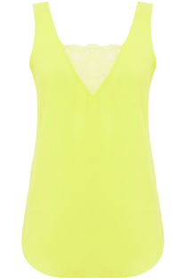 Yellow Lace Insert Chiffon Vest