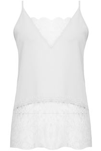 White Floral Lace Sleeveless Tops