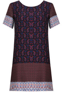 Navy Paisley Print Back Zip Up Shift Dress