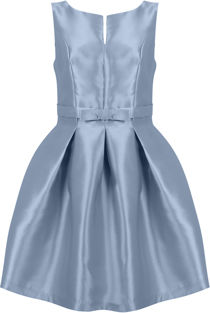 Blue Front Bow Pleated Prom Dress 