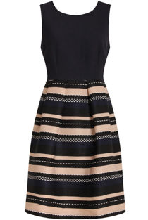 Navy Contrast Textured Sleeveless Shift Dress