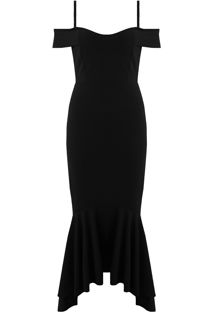 Black Off The Shoulder Back Zip Up Maxi Dress