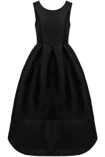 Navy Organza Dip Back Prom Dress