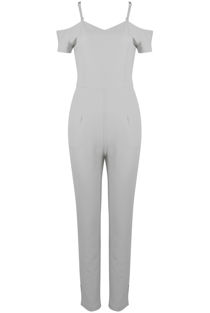 White Bandeau Off Shoulder Jumpsuit 
