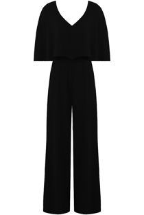 Black Front Low Neck Layered Palazzo Jumpsuit 